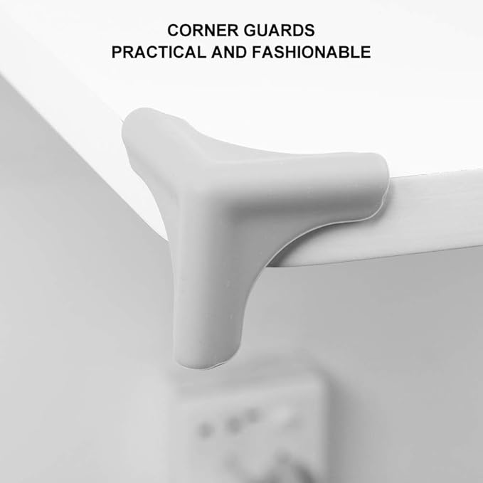 4PCS Baby Corner Protector Guards, Silicone Anti Collision Table Bed Counter Bumpers Cabinet Furniture Corner Protectors for Living Room Table, Range Hood(Grey)