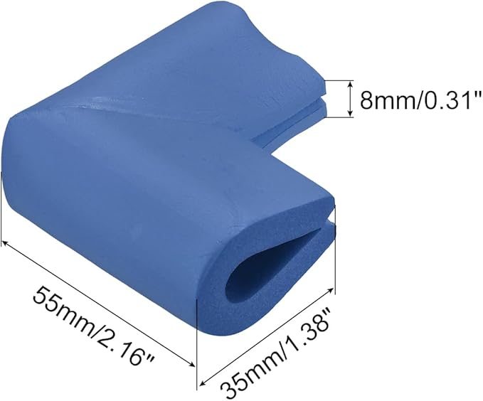 uxcell Corner Guards Edge Protectors, 4Pack U Foam Safety Bumper W Self-Adhesive Tape Furniture Corner Table Edge Guard, 2.16"x1.38"x0.315", Blue