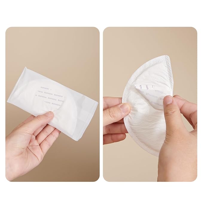 SUNVENO Disposable Nursing Pads, 60 Count, Ultra-Thin Breast Pads with Leak-Lock Protection, Breathable & Soft, 2 Adhesive Strips, Individually Wrapped for Day & Night