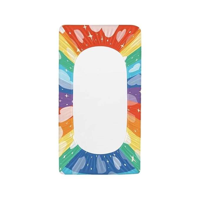 Rainbow Stripe Heart Changing Pad Cover for Baby Girls Boys Comfort Diaper Change Table Pad Covers Soft Changing Pad Sheets