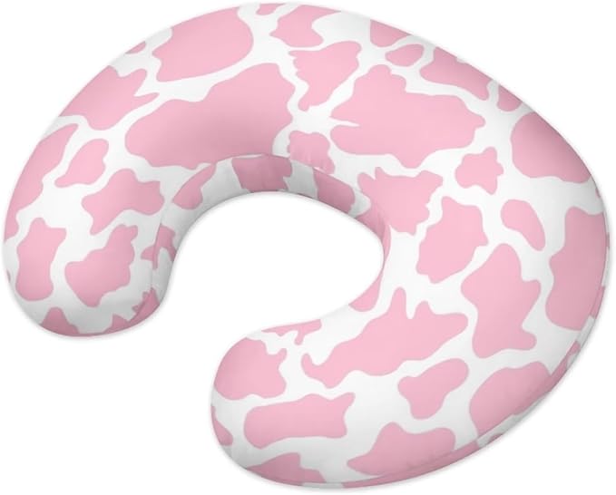 Pink Cow Print Nursing Pillow Covers for U-Shaped Breastfeeding Pillow Cowhide Nursing Pillow Case Slipcover Hidden Zipper Design Soft and Skin-Friendly