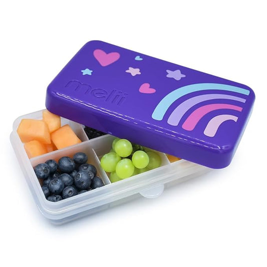 melii Snackle Box | 6-Compartment Divided Snack Container, BPA-Free Food Storage with Removable Dividers for School, Travel & On-the-Go Snacking (Rainbow)