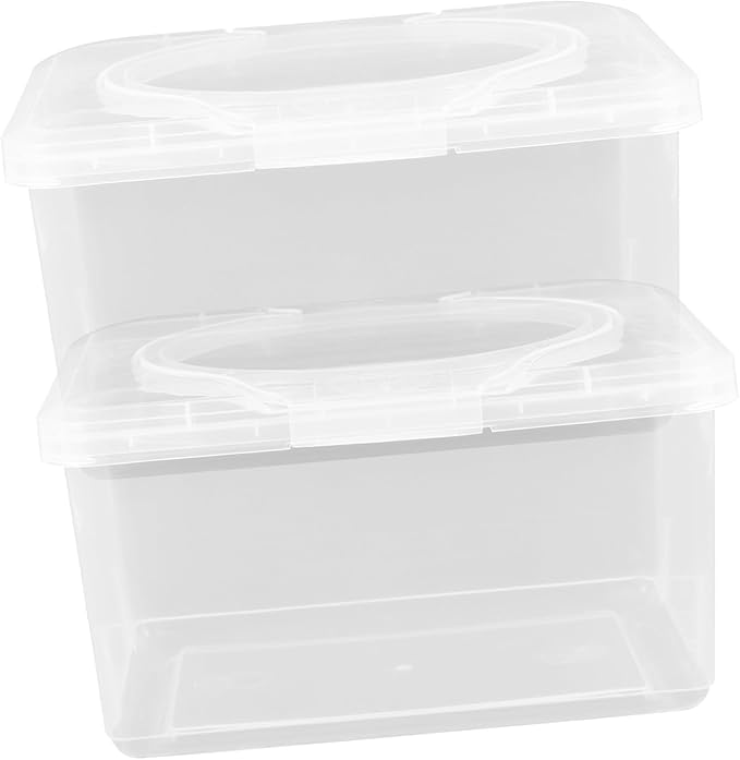 Zerodeko 2pcs Reusable Wipe Dispenser for Wipes Portable Wet Holder with Dust Cover Lightweight Pp Material Easy Access for Home Nursery