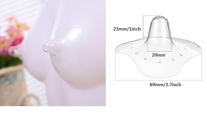 Nipple Shields for Nursing Newborn for Women Breastfeeding Baby Premium Contact Nippleshield for with Latch Difficulties or Flat or Inverted Nipples Clear (20mm/0.78inch, 4, Count)