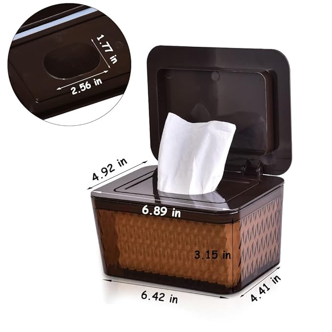 Wipes Dispenser & Pouch/Tissue Bag, Wipes/Tissue Case with Moisture Seal Secure Lid, Non-Slip Rubber Feet & Sealing Design Keeps Wipes Fresh, Dustproof Container (2BN+2Panda)