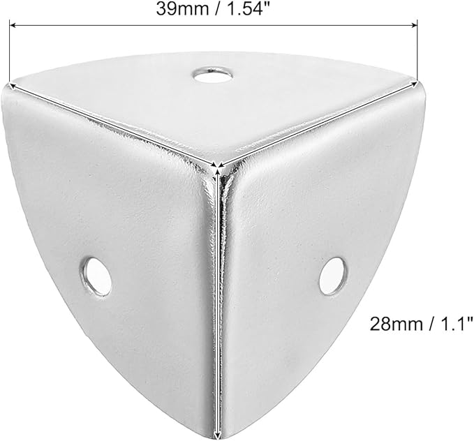 uxcell 8 Pcs Decorative Box Corner Cover, 28mm Metal Edge Guard, Furniture Corner Edges Protector with Screws, Silver