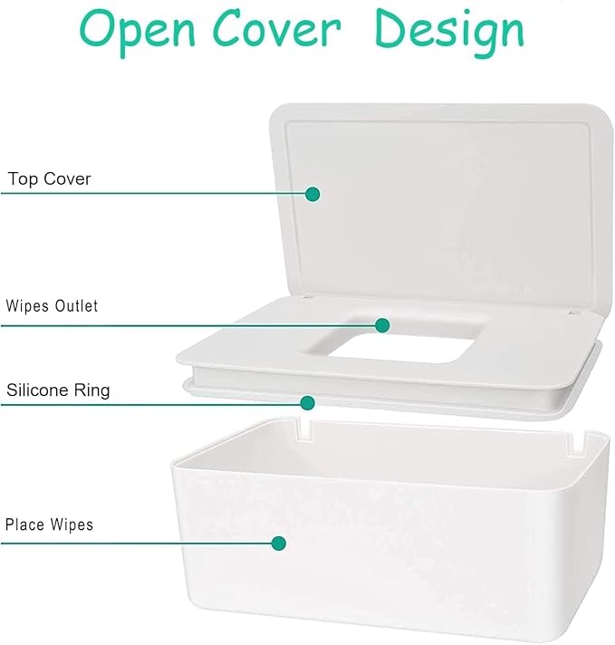 Cloth Wipes Dispenser, 8.2L x 4.9W x 3.9H inches, Cloth Baby Diaper Wipes Container for Homemade Reuseable Baby Essential, Black