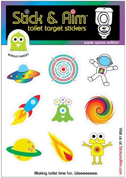 Color Change Target Stickers Space Edition with Sticker Applicator Tool for Easy Install. Aiming Stickers for Potty Training & Toilet Training. Change Color on Target Hit.