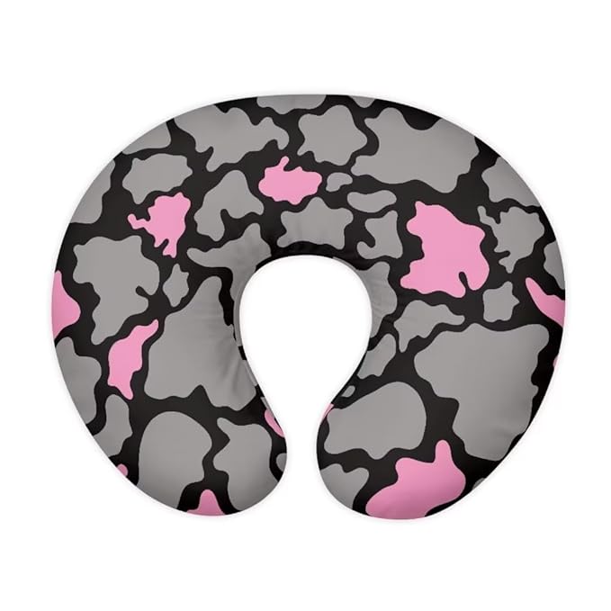 Jeiento Baby Nursing Pillow Cover for Girls Pink Grey Cow Spots Breastfeeding Pillow Slipcover Ultra Soft Feeding Pillow Covers,Fits Naked Nursing Pillow for Baby Boy Girl