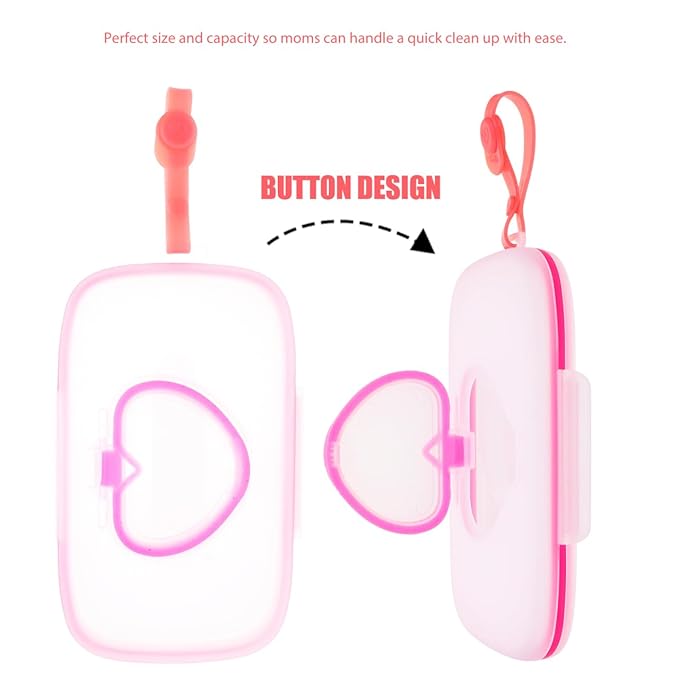 Healifty Baby Wipes Dispenser Box Portable Wet Tissue Pouch Case with Belt Clip for on The Go Lightweight Travel Wipe Holder for Stroller and Diaper Bag Compact Pink