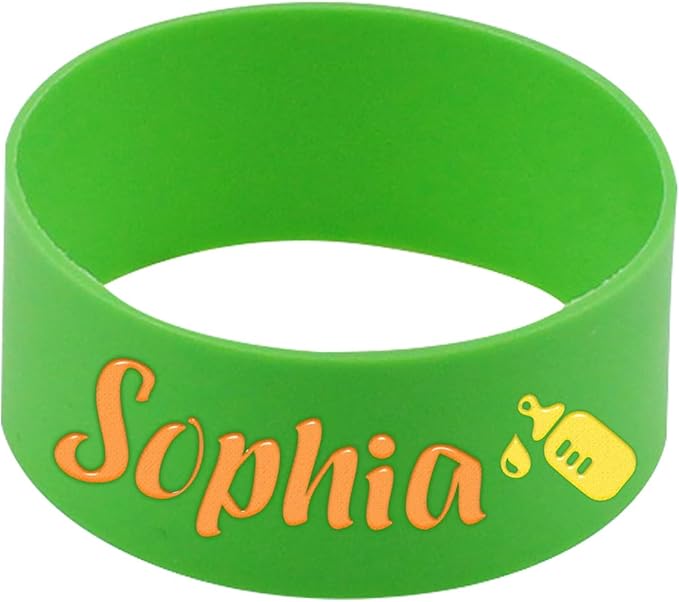 Personalized Water Bottle Labels, Waterproof Bottle Name Bands, Silicone Sippy Cup Strap Washable Daycare Labels Cute Bottle Tag for New Mom