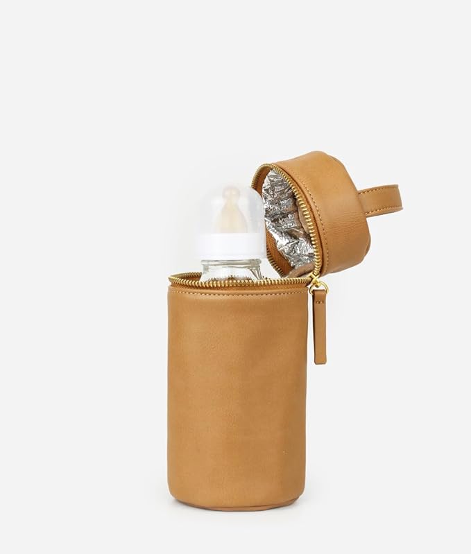 FAWN DESIGN The Bottle Bag, Insulated Bottle Bag for Daycare, Travel and More, Premium Matte Faux Leather Insulated Bag, Cooler Bag Fits Most Standard Bottle Sizes, 4x3.5x7.5 inches