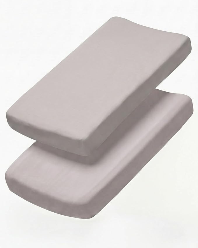 Changing Pad Cover - Pack of 2 Soft Unisex Diaper Change Microfiber Table Sheets - Fits 32"x16" Contoured Pad - Changing Pad Cover for Baby Boys & Girls - Snug, Machine Washable - Oeko-Tex, Stone Grey