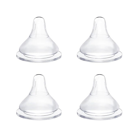 Silicone Bottle Nipples Compatible with Spectra Bottles, Replacement Soft Nipple for Baby 6+ Months, Anti-Colic, BPA-Free, Fast Flow, Size L, 4-Pack