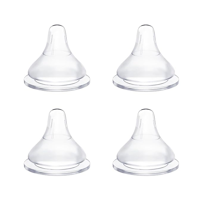 Silicone Bottle Nipples Compatible with Pigeon Bottles, Replacement Soft Nipple for Baby 1+ Months, Anti-Colic, BPA-Free, Slow Flow, Size S, 4-Pack