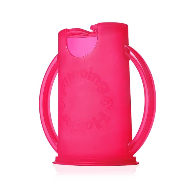 Flipping Holder Squeeze Proof Food Pouch Holder for Toddlers, Babies, Kids, Mess Free No Squeeze Juice Box Drink and Applesauce Snack Holder with Easy Grip Handles and Lid