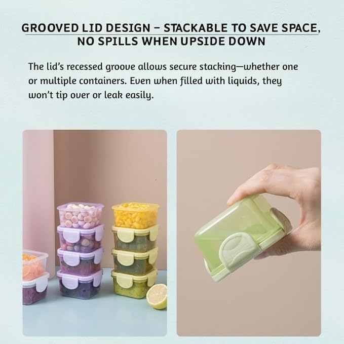 150 ml Food Storage Containers – BPA-Free Thickened PP, 4-Latch Airtight Lid, Freezer/Microwave/Dishwasher Friendly (Clear)