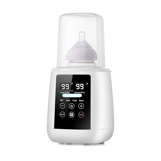 Baby Bottle Warmer, 3-in-1 Milk Warmer, Defrosts Frozen Breastmilk, LED Display, Night Light, Steam Sterilizer, Adjustable Temp, Perfect for Formula, Food Jars, Newborn Gift (White)