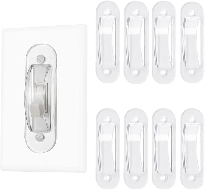 Lisol Wall Switch Guards Plate Covers Child Safety Home Decor (8 Pack), Clear - Keeps Light Switch ON Or Off Prevent Accidental Device Turn On or Off