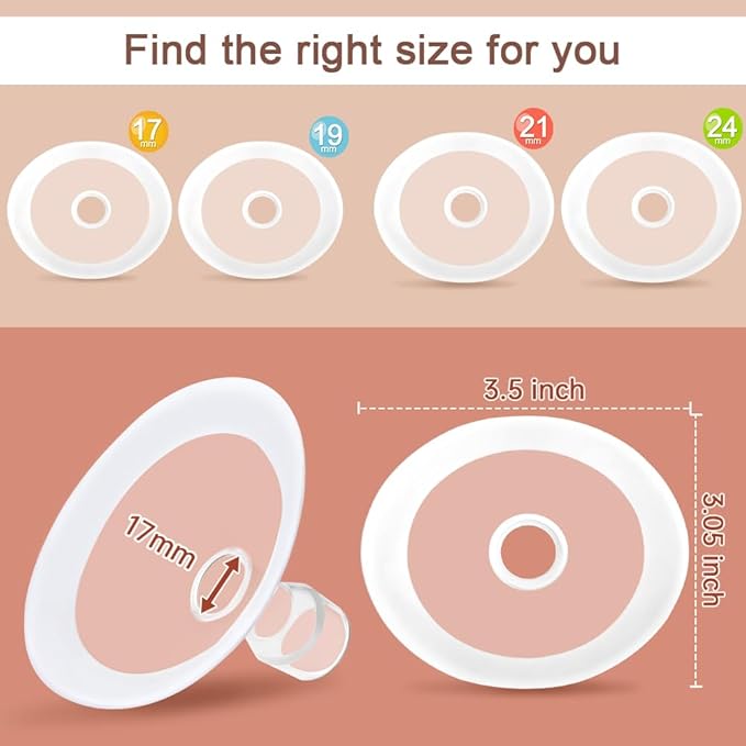 PumpMom-us 17mm Flange with Soft Rim, Breast Pump Shields Flanges for Medela, Replace Flange Compatible with Medela Breast Pumps PersonalFit, Freestyle, Maxflow, Freestyle Flex Swing Maxi Connector