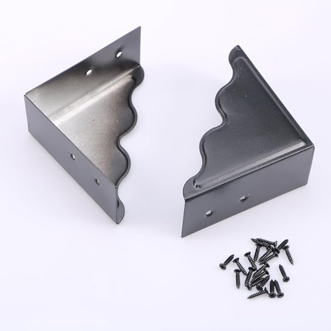 4 Pcs Metal Corner Protectors, Black Decorative Corner Guard for Wood Funiture Table Box Cabinet Edge Protectors
