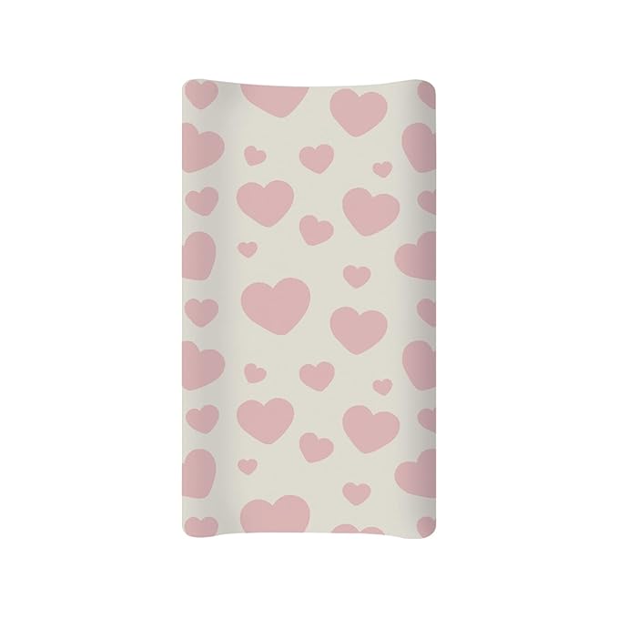 Pink Heart Baby Changing Pad Covers Infant Newborn Changing Table Cover Girls Diaper Table Change Mat Sheets Cover Soft Washable Stretchy