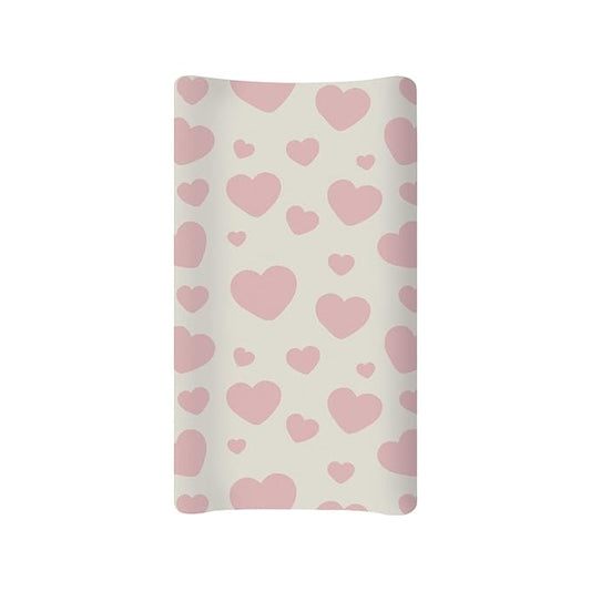 Pink Heart Baby Changing Pad Covers Infant Newborn Changing Table Cover Girls Diaper Table Change Mat Sheets Cover Soft Washable Stretchy