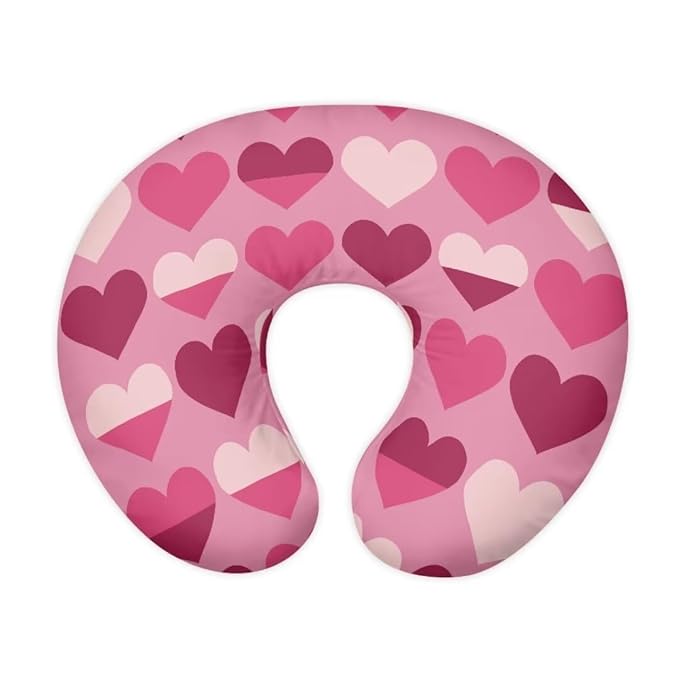 Jeiento Valentine's Day Nursing Pillow Covers Pillowcase for Wife Pink Heart Print Breastfeeding Pillow Slipcover Premium Quick-Dry Fabric Cover for Breastfeeding and Bottle Feeding