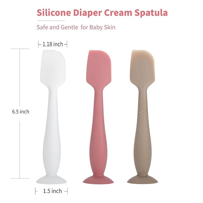Diaper Cream Spatula Butt Spatula Baby Diaper Spatula, Soft Silicone Butt Paste Spatula Diaper Rash Cream Applicator Diaper Cream Brush with Suction Cup Base
