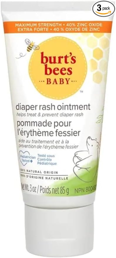 Burt's Bees Baby Bee 100% Natural Diaper Rash Ointment, 3 Ounce Tube (Pack of 3)