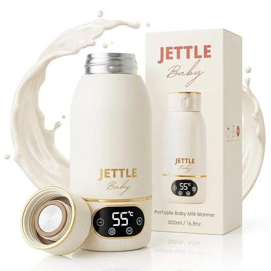 Portable Baby Milk Warmer - Cordless, Rechargeable Bottle Warmer for Breast Milk, Formula & Water, Baby-Safe Temperature Control, Travel-Ready, 500ml