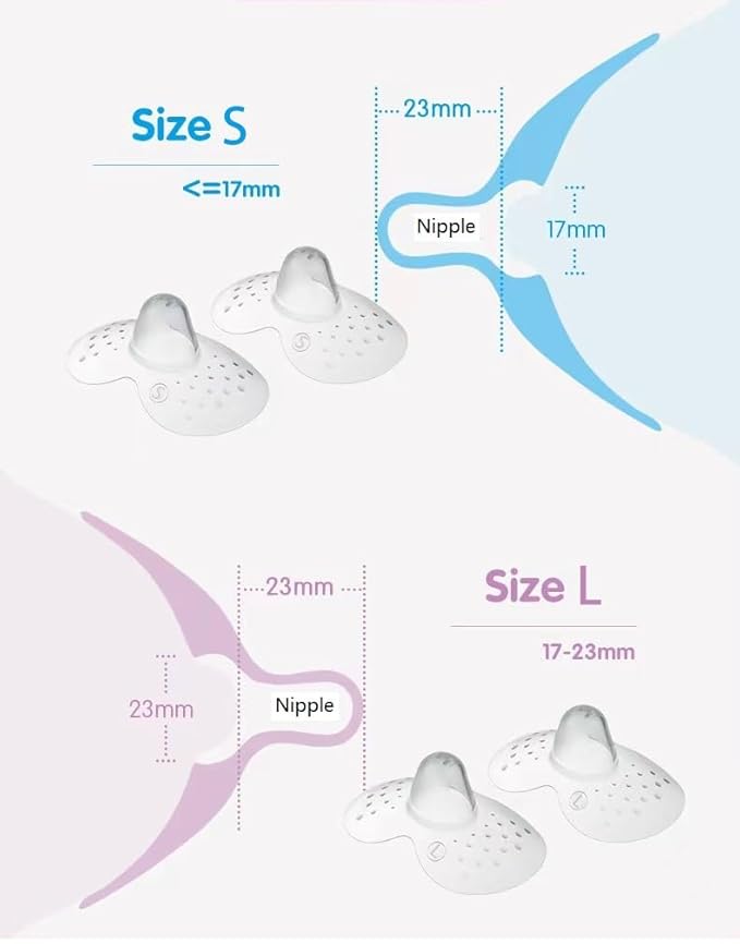 Breastfeeding Nipple Shields for Nursing Newborn Baby Nippleshield Breast Feeding 2 Count with Sterilizing Storage Case Clear (Small 17MM)