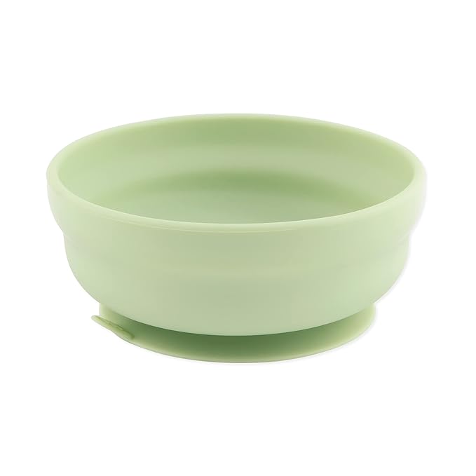 Bumkins Baby Bowl, Silicone Suction, for Babies, Toddlers and Kids, Baby Led Weaning, Feeding Essentials, Platinum Silicone, Non Skid Sticky Bottom, Supplies for Children Ages 6 Months Up, Sage