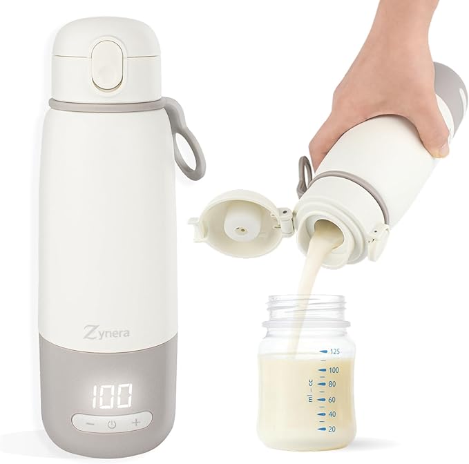 Portable Bottle Warmer - 350ml capasity - with Dual Power - 10000mAh Rechargeable - Fast Heating in 8 Minutes - Adjustable 98–122°F - Leak Proof - 316L Stainless Steel for Travel & Home