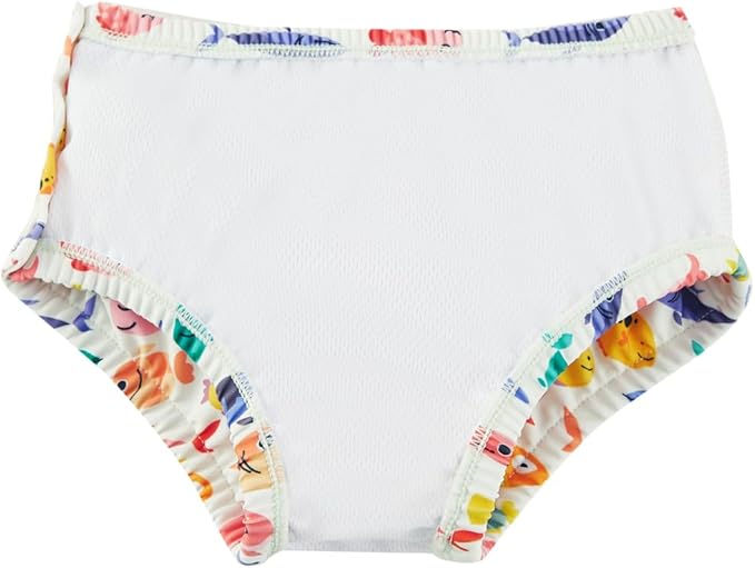 Baby Swim Diapers Reusable Washable Infant Diaper Swimsuit with Side Snap UPF 50+ Sun Protection for Pool Beach(18-24 Months,Purple Fish)