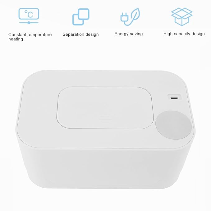 Baby Wipe Warmer and Baby Wet Wipes Dispenser, Refillable Constant Temperature Wipe Warmer, Portable Wipe Warmer USB Heating Wipe Case (White)