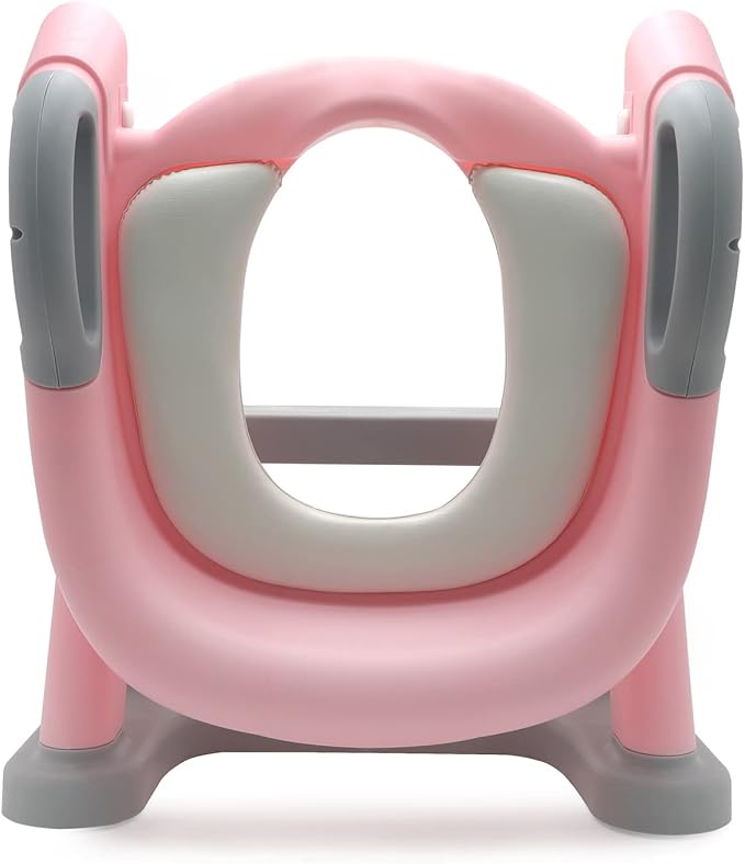 XKMT- Pink Toddler Potty Training Seat Ladder Wider Step Toilet Chair Infant Kid Bathroom Trainer