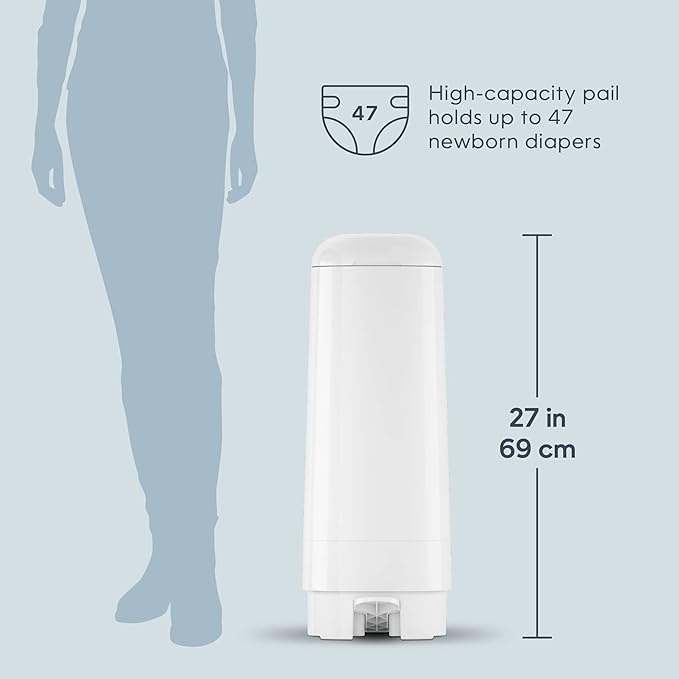 Diaper Genie Signature Pail Includes 1 Easy Roll Refill with 18 Bags | Holds Up to 846 Newborn-Sized Diapers Per Refill