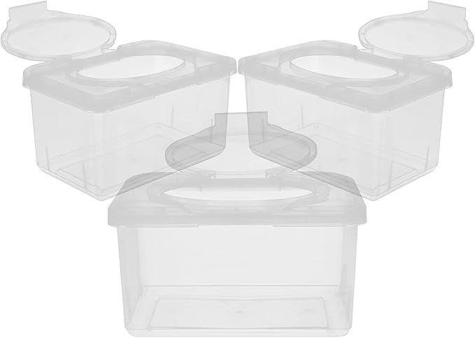 Ciieeo Portable Baby Wipes Dispenser Box 3 Pack Wet Tissue Holder with Lid - Compact Storage Container for Home Travel and Nursery