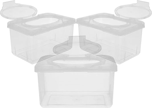Ciieeo Portable Baby Wipes Dispenser Box 3 Pack Wet Tissue Holder with Lid - Compact Storage Container for Home Travel and Nursery
