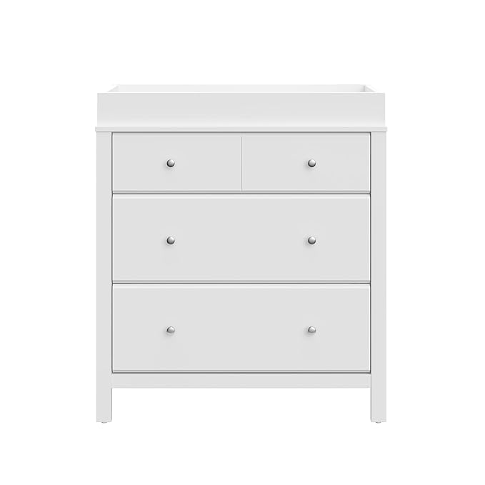 Storkcraft Horizon 3 Drawer Chest with Changing Topper (White) – GREENGUARD Gold Certified, Includes Removable Changing Table Topper, Chest of Drawers for Nursery & Kids Bedroom