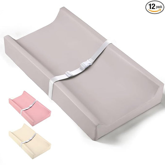 Mallify Baby Changing Pad, Waterproof & Wipeable Vegan Leather Diaper Changing Mat, Thick Soft & Non-Slip Changing Pad for Dresser, Changing Table (Grey)