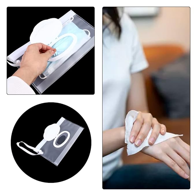 2 Pcs Baby Wipes Dispenser Reusable Wipes Pouch, Baby Wipe Holder Containers Transparent Wipe Carrying Pouches Cases for Travel Outdoor Use