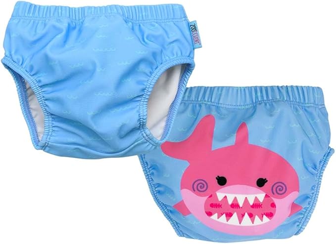 ZOOCCHINI Baby & Toddler Pack of 2 Reusable Swim Diapers – Waterproof with UPF 50+ Sun Protection, Chlorine & Salt Water Resistant, Leakproof Design - Sophie the Shark - 6-12 Months