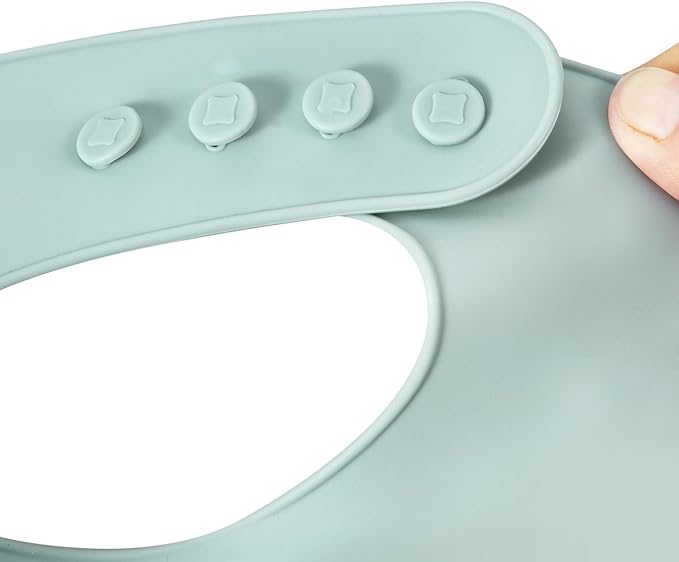 PandaEar 3-Pack Silicone Baby Bibs for Infants & Toddlers - Waterproof Soft Food Catcher Pocket - Easy Wipe & Dishwasher Safe - Adjustable Fit (Lake Green, Blue, Grey)