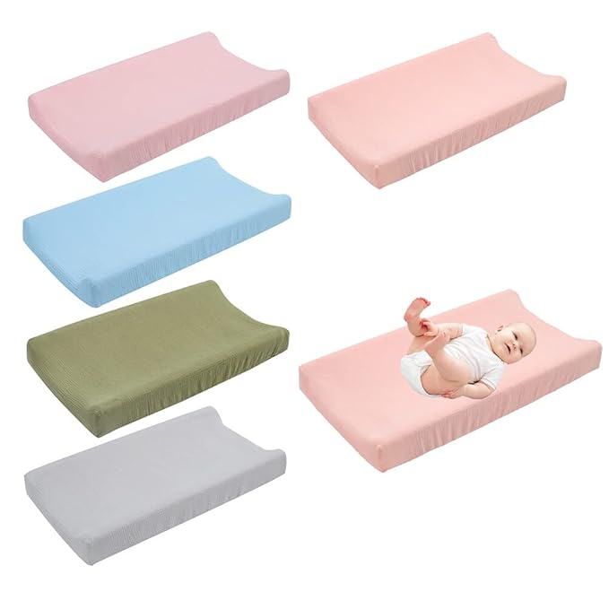 Cotton Changing Pad Cover,Unisex Diaper Change Table Sheet Ultra Soft Diaper Change Table Pad Cover Washable Changing Pad Sheets for Newborn,32in x 16in x 5in,Ginger Yellow