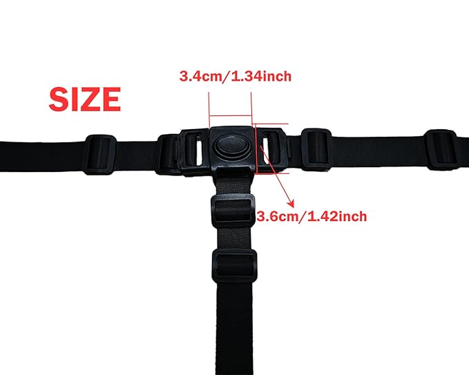 3 Point Seat Chest Harness Strap for Kids, Adjustable Baby Seat Strap, Kids High Chair Straps Replacement for High Chair (Black)