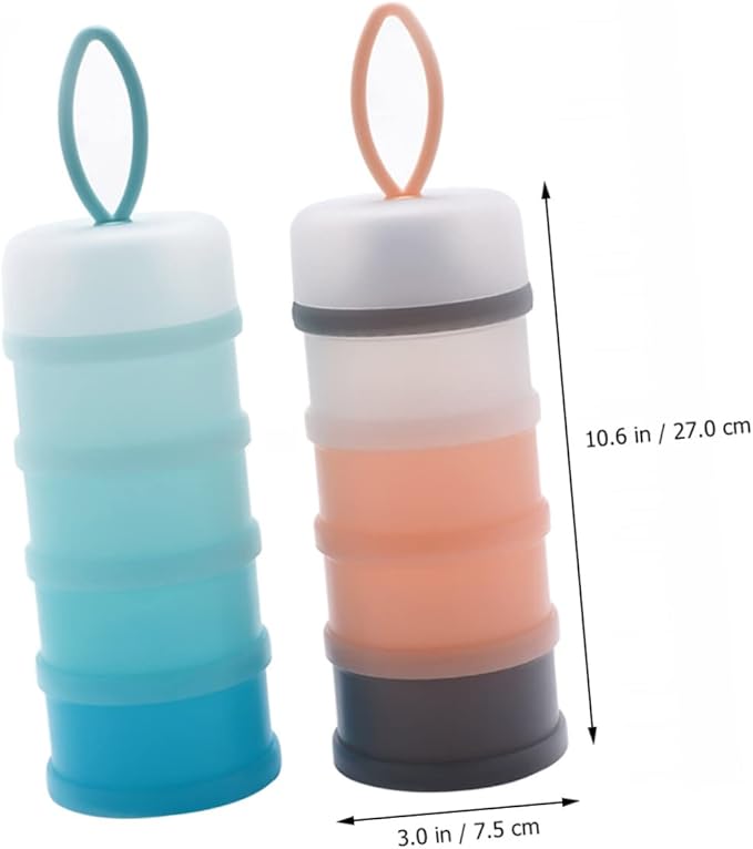 Kisangel Baby Formula Dispenser 2Pcs Portable Milk Powder Storage Box Stackable Travel Container with Detachable Compartments 7.5X3X3 Inches