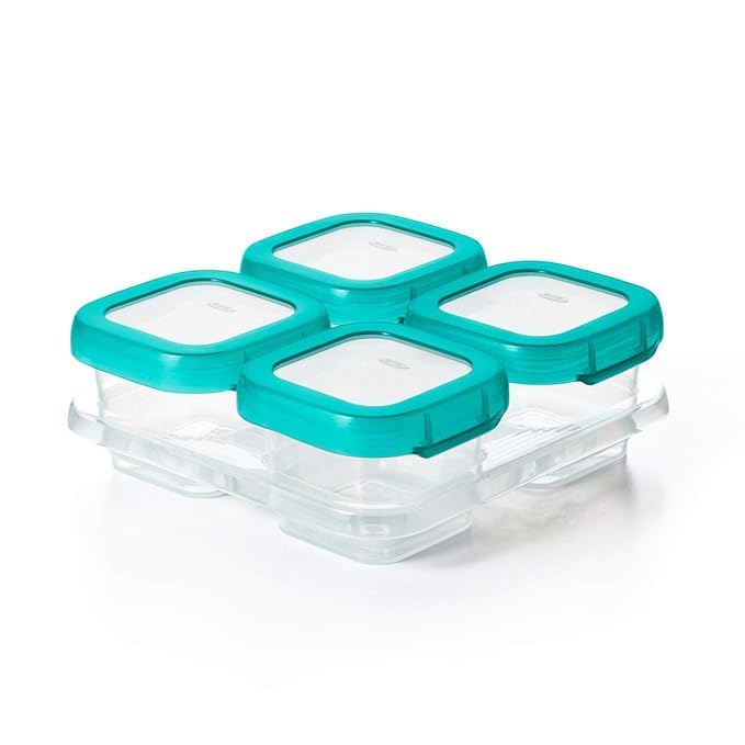 OXO Tot Baby Blocks Freezer Storage Containers Teal (2 Oz and 4 Oz)