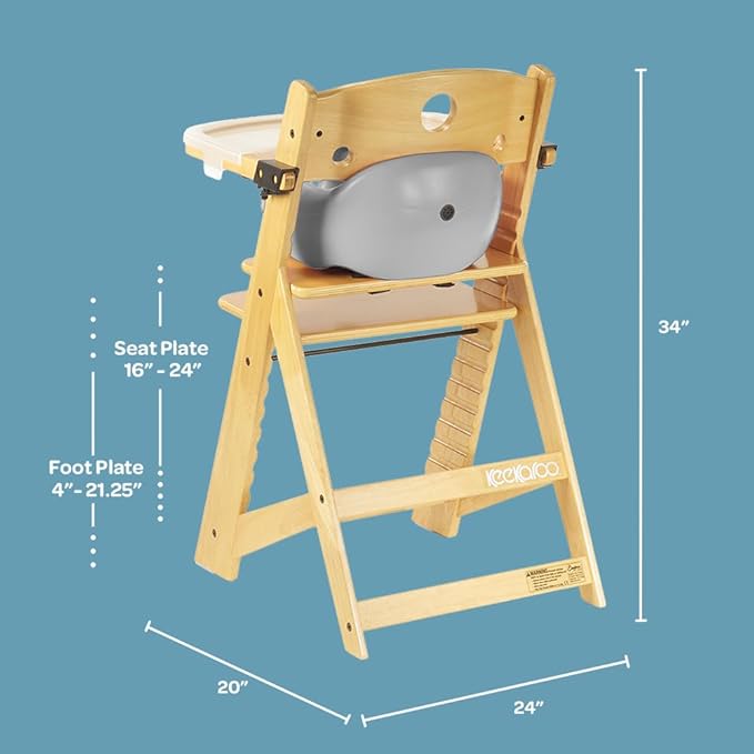 Height Right HIGH Chair Natural with Grey Infant Insert and Tray